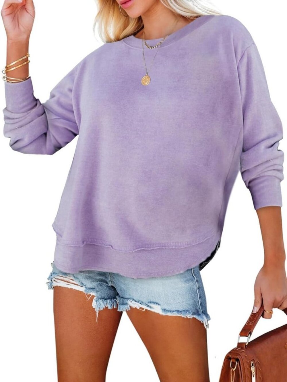 Cozy Women's Crewneck Pullover Sweatshirt - Soft, Stylish & Versatile Top